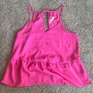 Hot Pink Spaghetti-Strap Peplum Cami
